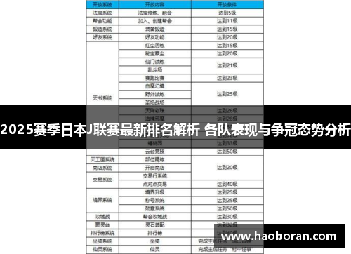 2025赛季日本J联赛最新排名解析 各队表现与争冠态势分析