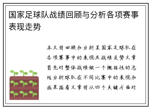 国家足球队战绩回顾与分析各项赛事表现走势